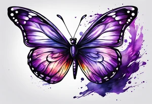 Purple butterfly flying on wind tattoo idea
