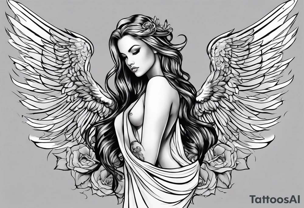 Angel with name Leah tattoo idea