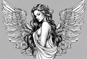 Angel with name Leah tattoo idea