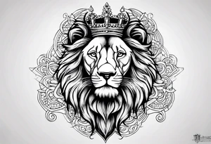 Long Lion crown cross tattoo idea