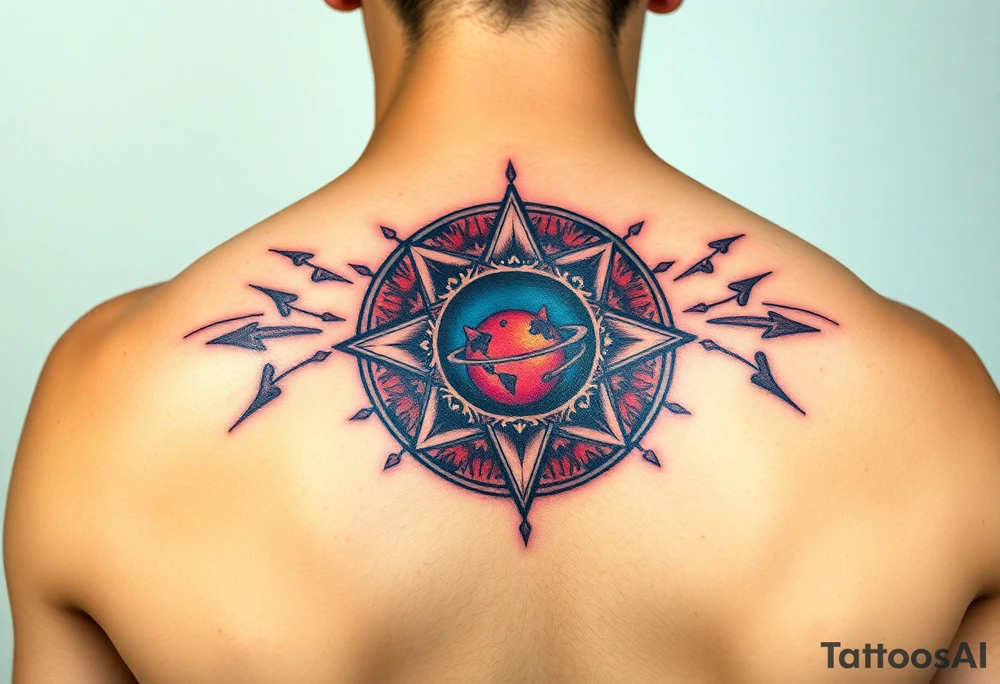round tattoos with space theme tattoo idea