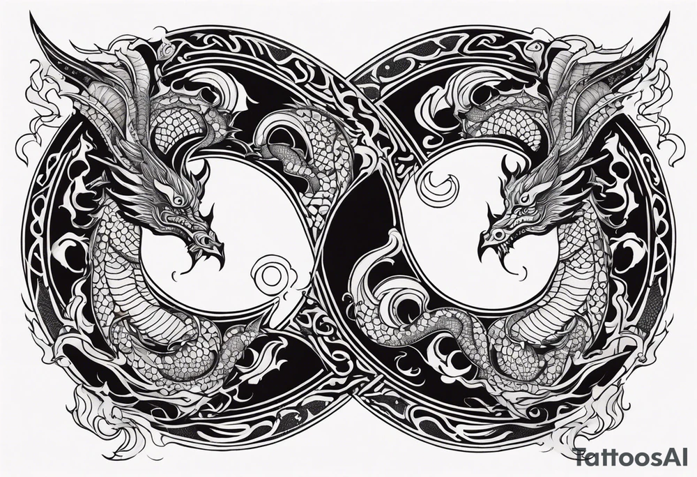 dragons in a yin and yang shape tattoo idea