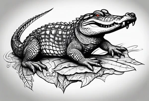Full body Caiman with tail leg tattoo tattoo idea