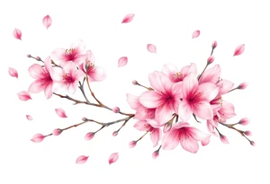 delicate cherry blossoms swirling in spring breeze with petals tattoo idea