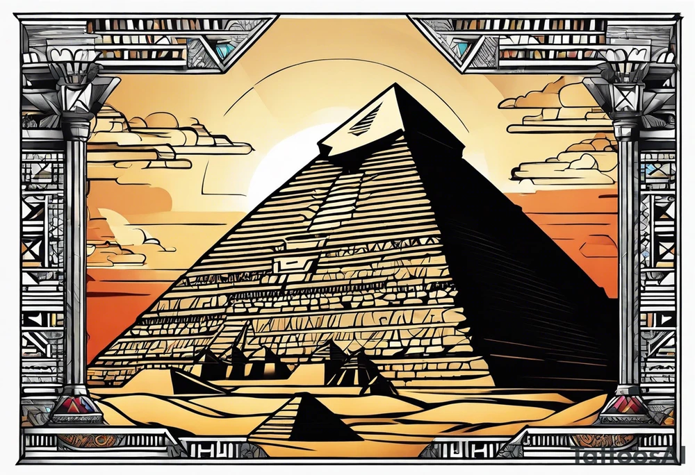 black egyptians , pyramids , and an ank tattoo idea