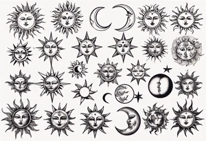 Sun star and moon tattoo idea