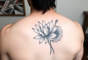 Water lily and daisy watercolor tattoo idea