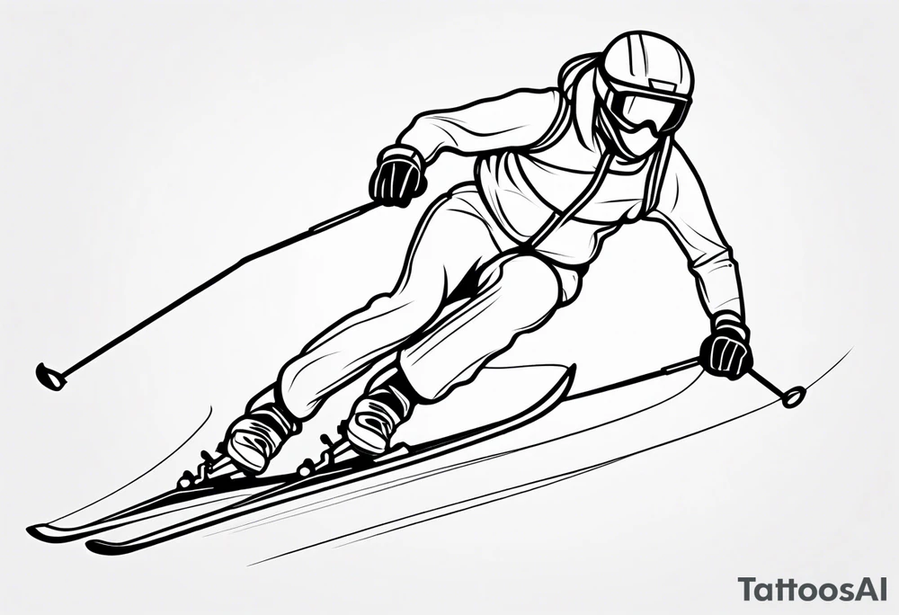 Skier in motion, single line tattoo idea