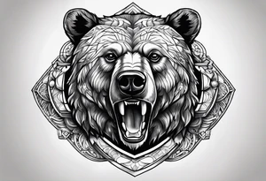 Bear head in the middle of a sheild tattoo idea