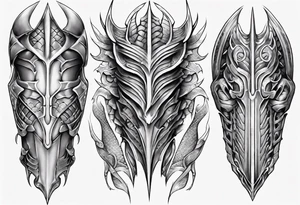 Dragonscale Leg armor symmetrical tattoo idea