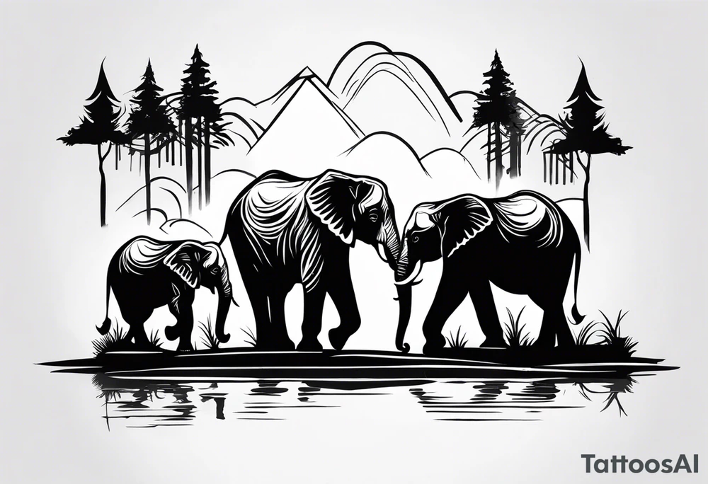 ELEPHANTS IN FOREST tattoo idea