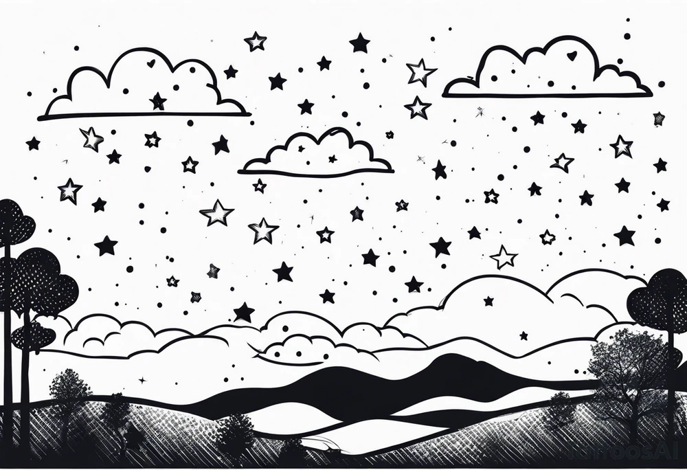 cloud raining stars tattoo idea