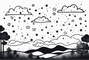 cloud raining stars tattoo idea