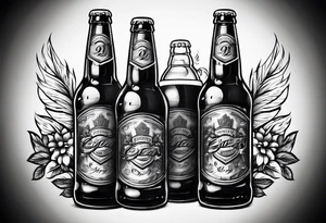 two beer bottles cheersing tattoo idea