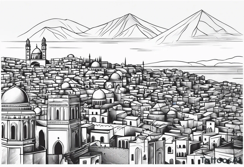 israel city vector vignette tattoo idea