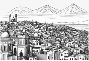 israel city vector vignette tattoo idea