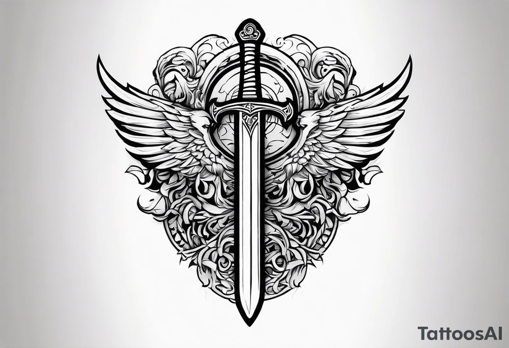 Valhalla sword warrior funeral tattoo idea