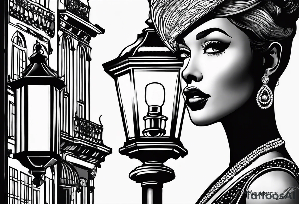 Street lamp whole thing no background tattoo idea