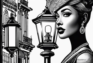 Street lamp whole thing no background tattoo idea
