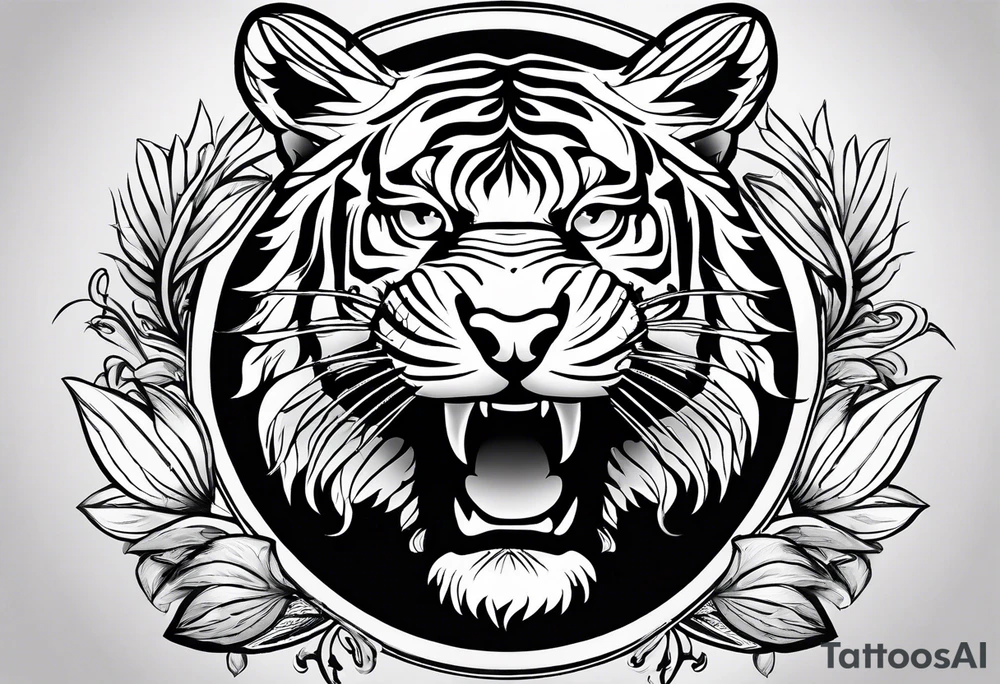 Memorial piece including a tiger on forearm.
Make a place for lettering on top and bottom tattoo idea