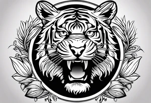 Memorial piece including a tiger on forearm.
Make a place for lettering on top and bottom tattoo idea