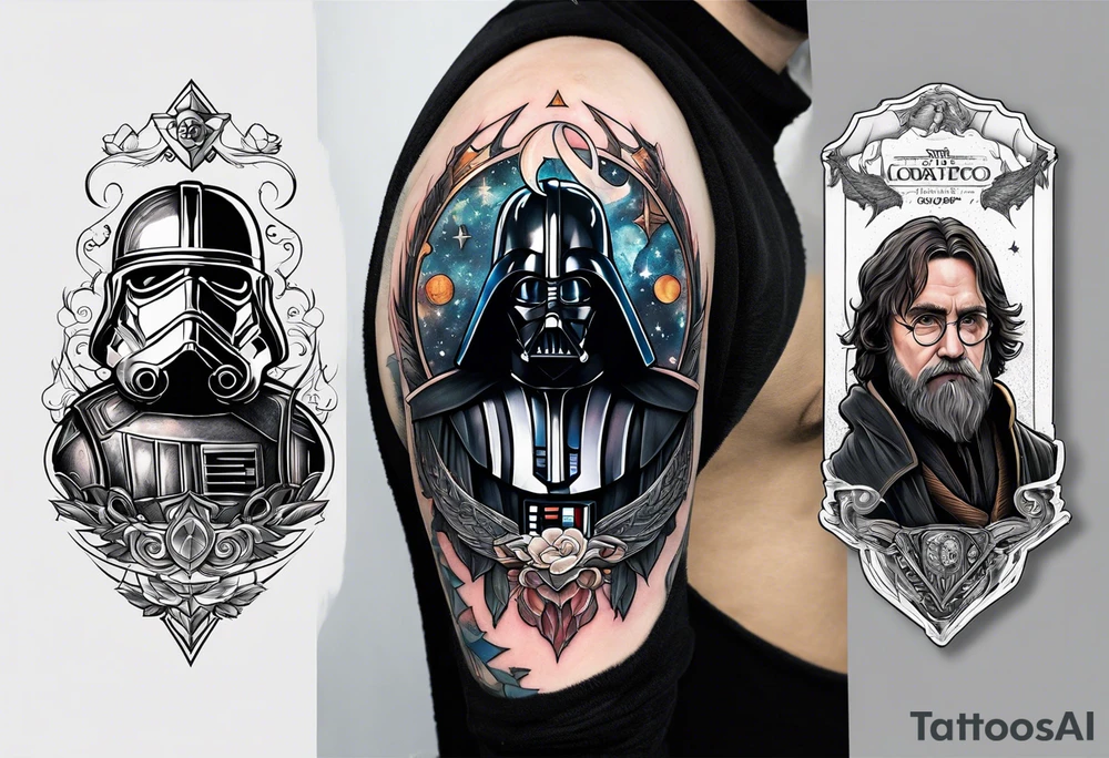 Star wars with Harry potter and lord of the rings tattoo idea
