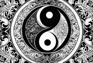 Yin yang blended with an hourglass, rich details tattoo idea