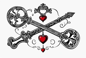 heart shaped antique skeleton key tattoo idea