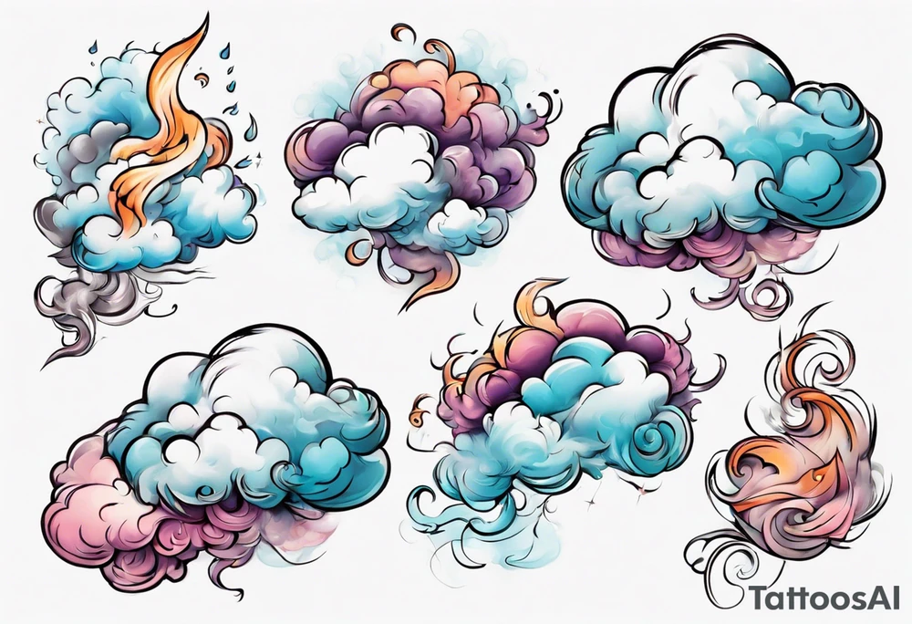 feminine cloud blowing smoke tattoo idea