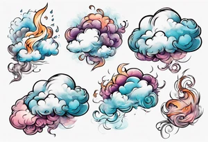 feminine cloud blowing smoke tattoo idea
