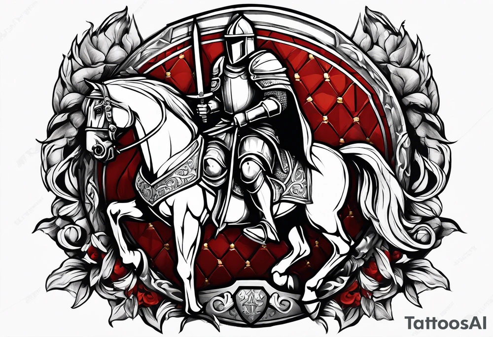 Templer knight on horse with sword an shield tattoo idea