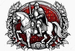 Templer knight on horse with sword an shield tattoo idea