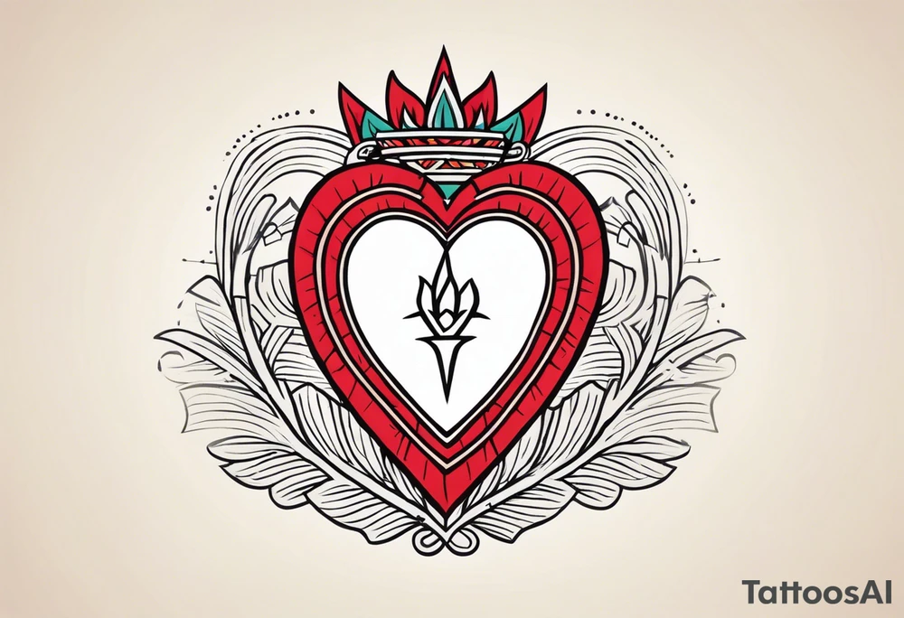 sacred heart vintage traditional tattoo simple sketch old school bold colors with banner tattoo idea