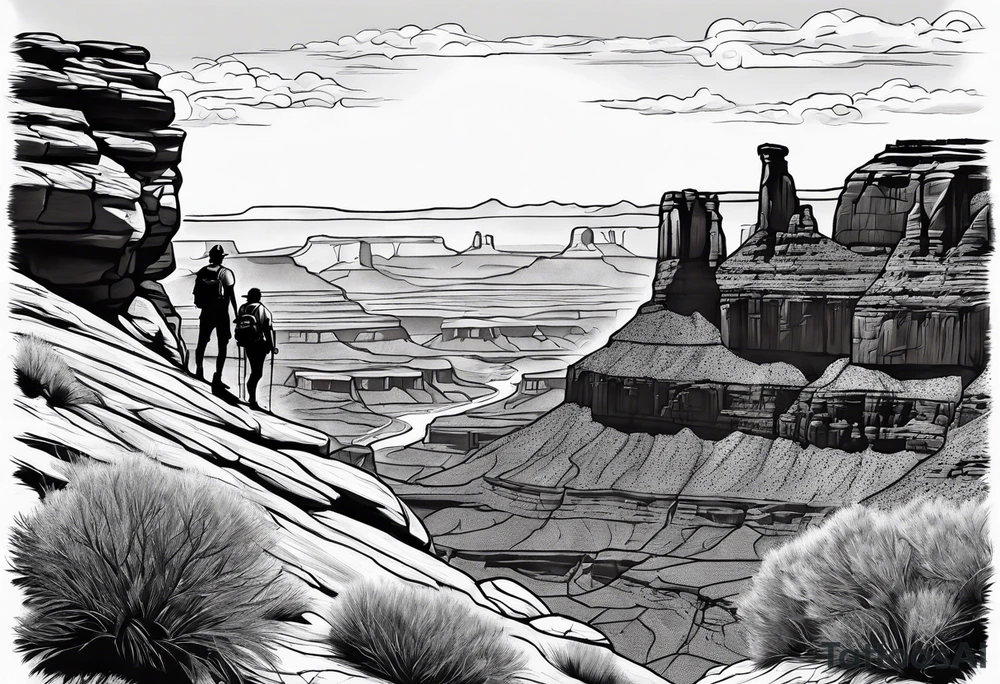 Forearm vertical, canyonlands national park, male hiker, female hiker tattoo idea