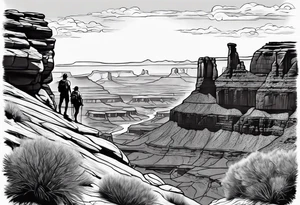 Forearm vertical, canyonlands national park, male hiker, female hiker tattoo idea