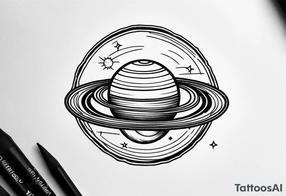 Spinning Saturn on your finger tattoo idea