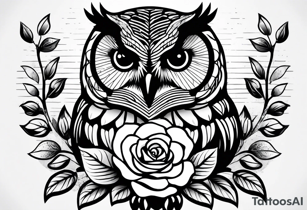 Barred owl and a rose tattoo idea