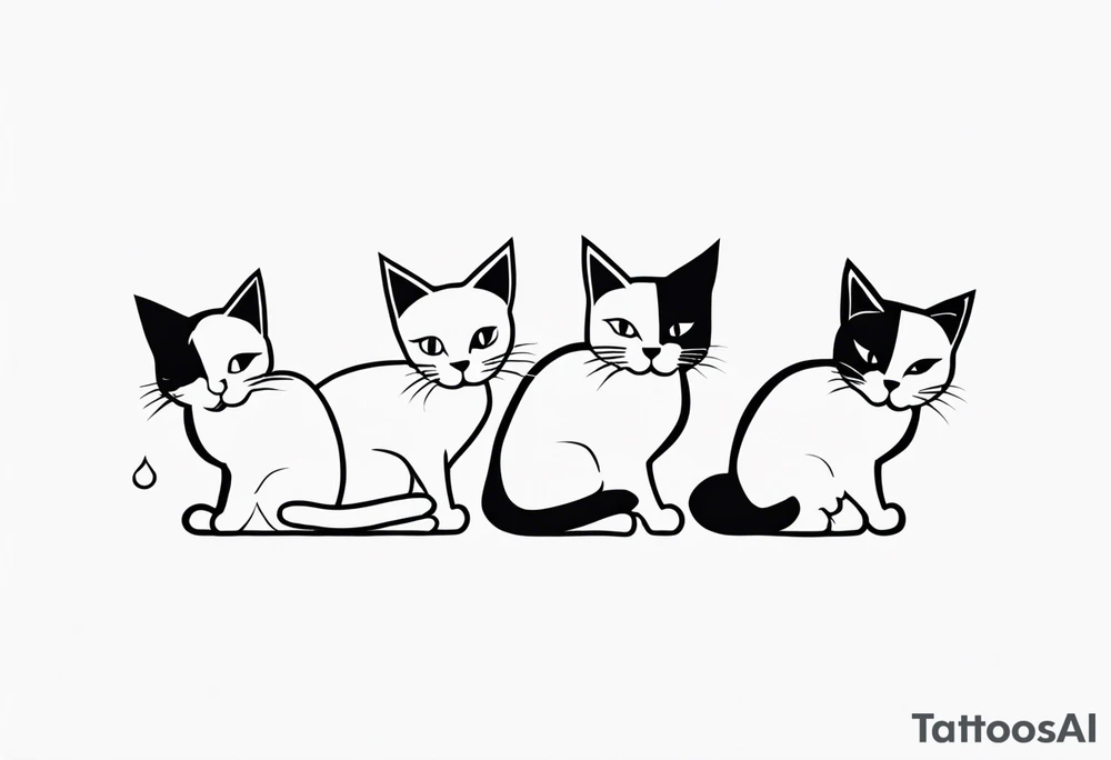 4 cats playing tattoo idea