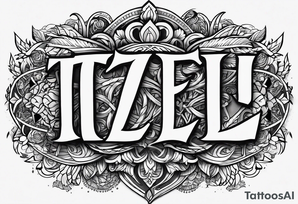 Word “ITZEL” tattoo idea