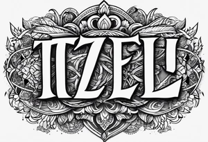 Word “ITZEL” tattoo idea