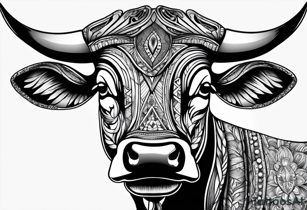 a psychedelic bull tattoo idea