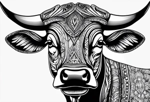 a psychedelic bull tattoo idea
