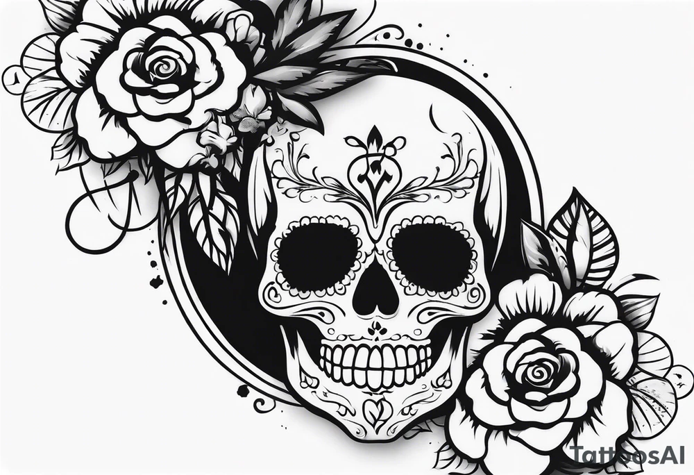 Day of dead skull with smoke around it tattoo idea