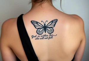 "God is within her; she will not fall" Psalms 46:5 with a butterfly tattoo idea