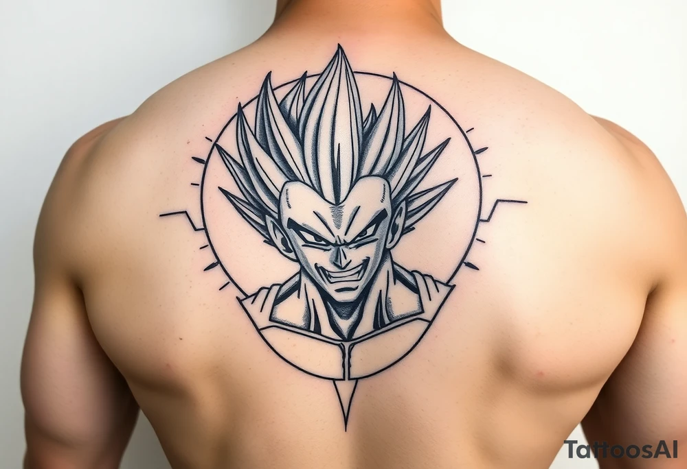 Majin vegeta with moon and oozaru background tattoo idea