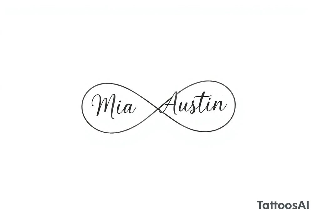 Infinity symbol with the name's Mia and Austin tattoo idea