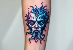 A half-human, half-aquatic being, with gills and bioluminescent skin, symbolizing Aquarius' adaptability and unconventional spirit. tattoo idea