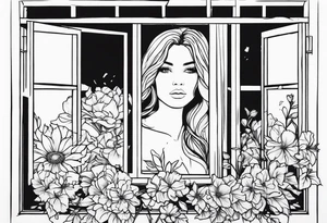Broken window, flowers, beauty, look into my eyes tattoo idea