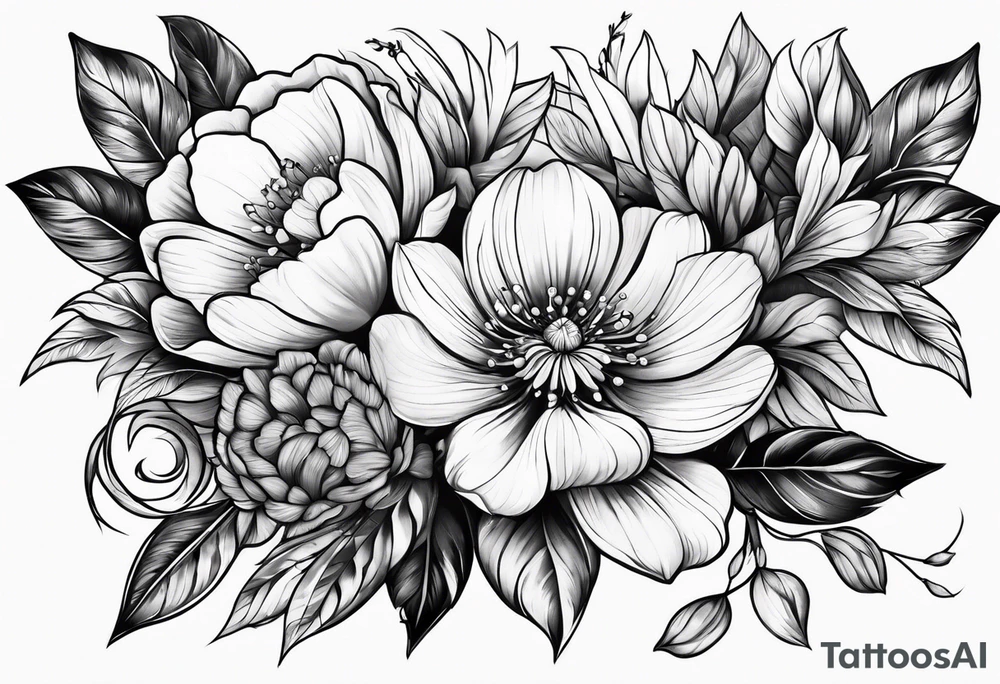 February and June Flowers tattoo idea
