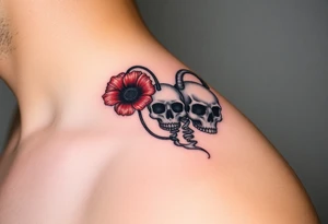 Ryan, Aries, 2 red poppy’s, skulls, and smoke tattoo idea